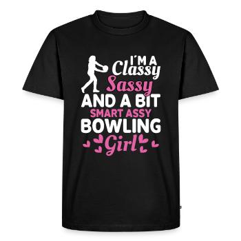 Je suis une élégante fille de bowling effrontée - T-shirt Premium bio Homme - noir - Devant - Nico (187cm)