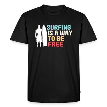Surfing is a way to be free - Surfers - Men's Premium Organic T-Shirt - black - Front - Nico (187cm)