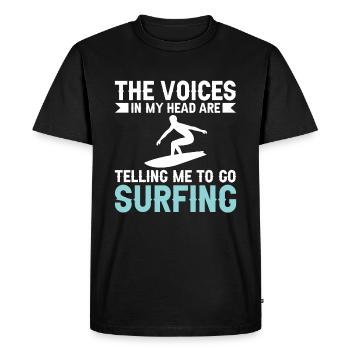 The voices in my head tell me to surf - Men's Premium Organic T-Shirt - black - Front - Nico (187cm)