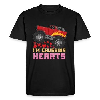 Love Monster Truck Crush Hearts Day Valentines - Men's Premium Organic T-Shirt - black - Front - Nico (187cm)