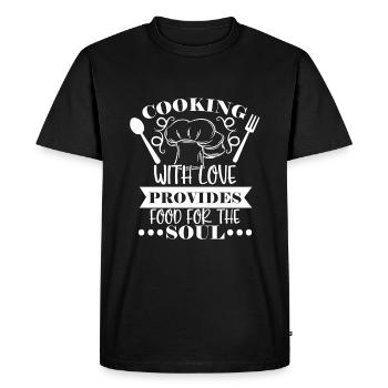 Cuisiner avec amour est une nourriture pour l’âme - T-shirt Premium bio Homme - noir - Devant - Nico (187cm)