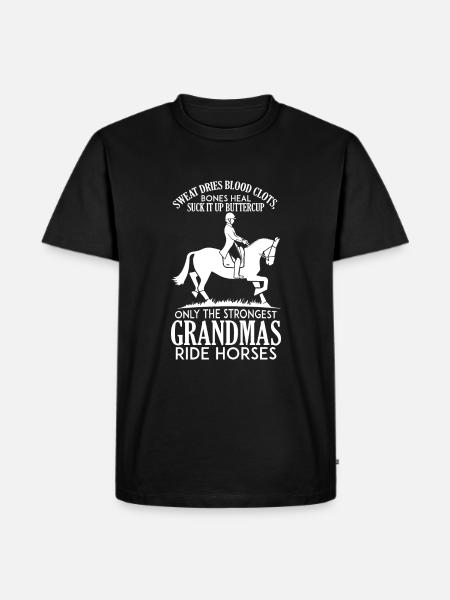 Oma Pferde Reiten Großmutter - Männer Premium Bio T-Shirt - Schwarz