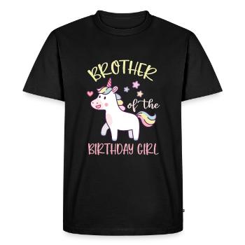 Frère d’un garçon d’anniversaire - licorne - T-shirt Premium bio Homme - noir - Devant - Nico (187cm)