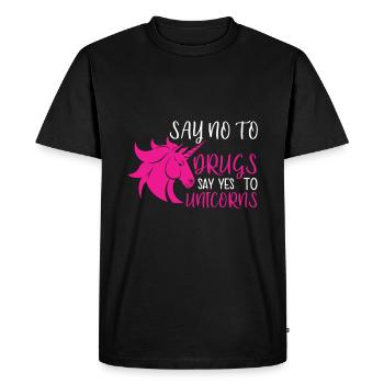 Dites non aux drogues Dites oui aux licornes - T-shirt Premium bio Homme - noir - Devant - Nico (187cm)