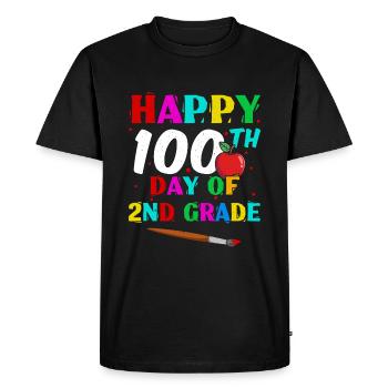 Happy 100th Day 2nd Grade 100 Days Of School - Men's Premium Organic T-Shirt - black - Front - Nico (187cm)
