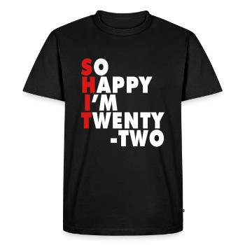 Funny Birth Age 22 Years Old Happy I'm 22 - Men's Premium Organic T-Shirt - black - Front - Nico (187cm)