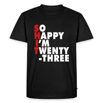 Drôle d’âge de naissance 23 ans heureux j’ai 23 ans - T-shirt Premium bio Homme - noir - Devant - Nico (187cm)