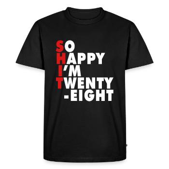 Drôle d’âge de naissance 28 ans heureux j’ai 28 ans - T-shirt Premium bio Homme - noir - Devant - Nico (187cm)