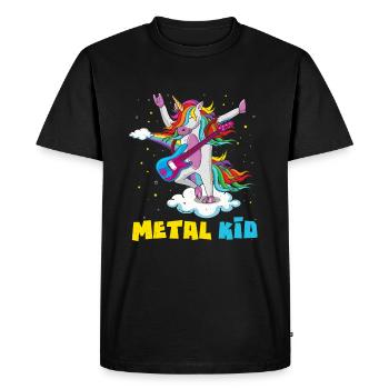 Guitar Unicorn Rainbow Metal Kid Music Rock Sign - Men's Premium Organic T-Shirt - black - Front - Nico (187cm)