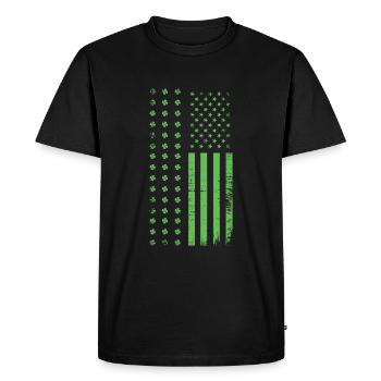 US Flag Saint Paddy Shamrock Saint Patrick Day - Men's Premium Organic T-Shirt - black - Front - Nico (187cm)