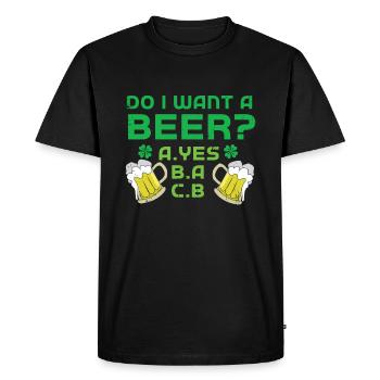 Want Beer Saint Paddy Shamrock Saint Patrick Day - Men's Premium Organic T-Shirt - black - Front - Nico (187cm)