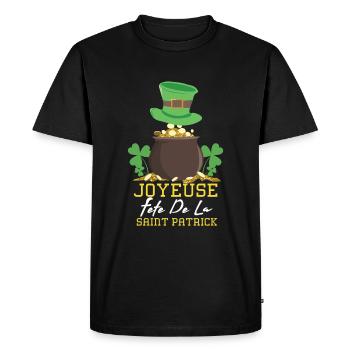 Saint Paddy Shamrock Heureux Saint Patrick - T-shirt Premium bio Homme - noir - Devant - Nico (187cm)