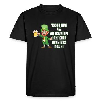 Funny Leprechaun Drunk Shamrock Saint Patricks - Men's Premium Organic T-Shirt - black - Front - Nico (187cm)
