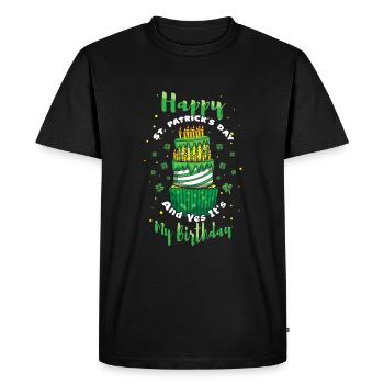 Yes My Birth Cake Shamrock Saint Patrick Day - Men's Premium Organic T-Shirt - black - Front - Nico (187cm)