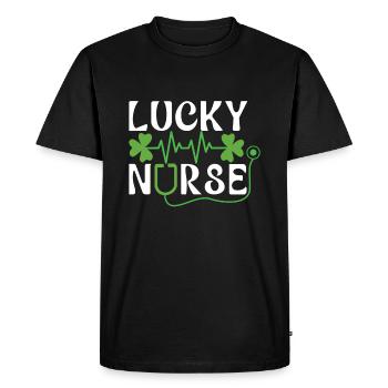 Saint Patrick Day Shamrock Infirmière chanceuse - T-shirt Premium bio Homme - noir - Devant - Nico (187cm)