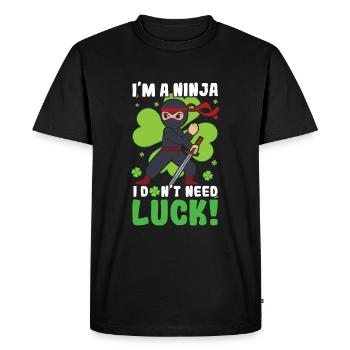 Kid Ninja Luck Japan Clover Saint Patrick Day - Men's Premium Organic T-Shirt - black - Front - Nico (187cm)