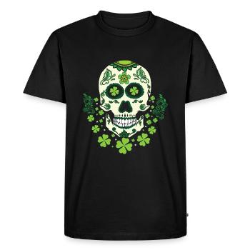 Sugar Bone Skeleton Shamrock Saint Patrick Day - Men's Premium Organic T-Shirt - black - Front - Nico (187cm)