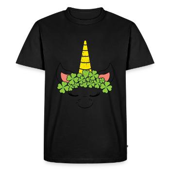 Licorne Enfants Kawaii Trèfle Saint Patrick - T-shirt Premium bio Homme - noir - Devant - Nico (187cm)