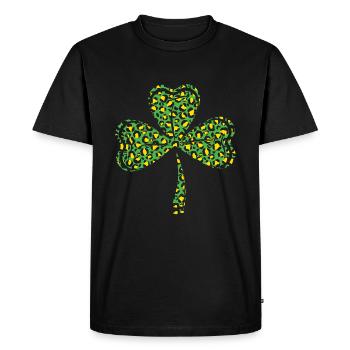 Motif Léopard Trèfle Chance Saint Patrick Jour - T-shirt Premium bio Homme - noir - Devant - Nico (187cm)
