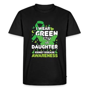 Je porte du vert pour la sensibilisation aux maladies rénales de ma fille - T-shirt Premium bio Homme - noir - Devant - Nico (187cm)