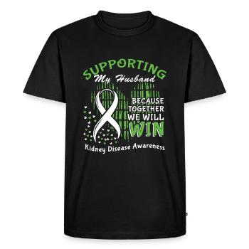 Soutenez la sensibilisation de votre mari à la maladie du rein vert - T-shirt Premium bio Homme - noir - Devant - Nico (187cm)
