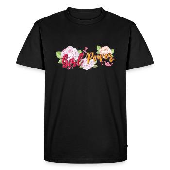 Droits des filles Fleur Rose Journée internationale de la femme - T-shirt Premium bio Homme - noir - Devant - Nico (187cm)