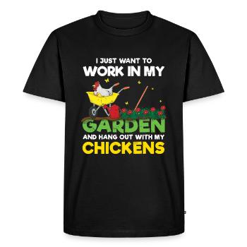 Work Garden Chickens Farm Garden Hobby Gardener - Men's Premium Organic T-Shirt - black - Front - Nico (187cm)
