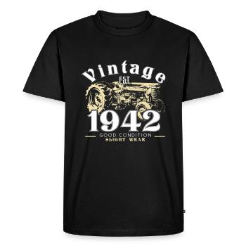 Vintage 1942 Tracteur Camion Ferme Agriculteur - T-shirt Premium bio Homme - noir - Devant - Nico (187cm)