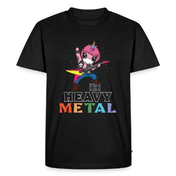 Rocker Licorne Guitare Metal Musique Heavy - T-shirt Premium bio Homme - noir - Devant - Nico (187cm)