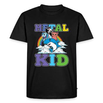 Licorne Requin Panda Chat Amour Musique Rock Métal Enfant - T-shirt Premium bio Homme - noir - Devant - Nico (187cm)