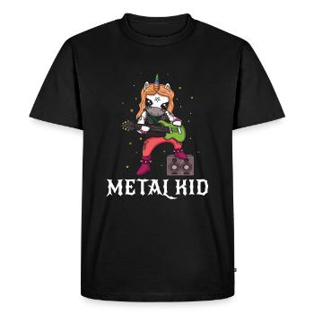 Guitare Metal Kid Music Heavy Rock Rocker Licorne - T-shirt Premium bio Homme - noir - Devant - Nico (187cm)