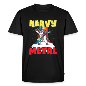 Rock Sign Guitare Licorne Arc-en-ciel Musique pour enfants - T-shirt Premium bio Homme - noir - Devant - Nico (187cm)