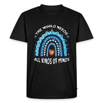Kinds Of Minds Blue Puzzle Autism Awareness - Men's Premium Organic T-Shirt - black - Front - Nico (187cm)