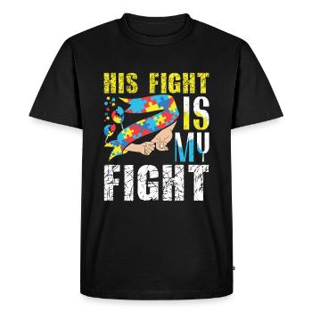 His Fight My Blue Puzzle Autism Awareness - Men's Premium Organic T-Shirt - black - Front - Nico (187cm)