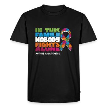 Family Nobody Alone Blue Puzzle Autism Awareness - Men's Premium Organic T-Shirt - black - Front - Nico (187cm)