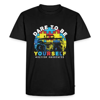 Dare Be Yourself Truck Puzzle Autism Awareness - T-shirt Premium bio Homme - noir - Devant - Nico (187cm)
