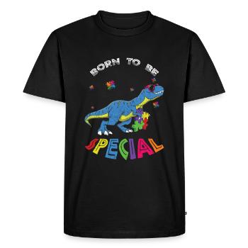 Born Special Dinosaur Puzzle Autism Awareness - Men's Premium Organic T-Shirt - black - Front - Nico (187cm)