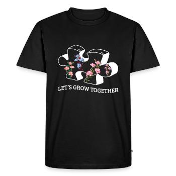 Together Grow Puzzle Plants Autism Awareness - Men's Premium Organic T-Shirt - black - Front - Nico (187cm)