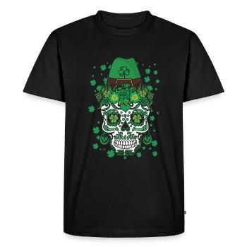 El Dia De Los Muertos St Patty's Day Irish Flower - Men's Premium Organic T-Shirt - black - Front - Nico (187cm)