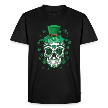 St Patty's Day El Dia De Los Muertos Irish Flower - Men's Premium Organic T-Shirt - black - Front - Nico (187cm)