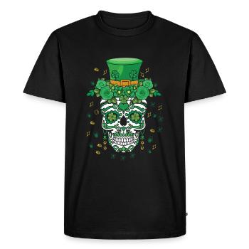 Dia De Los Muertos St Patty's Day Irish Flower - Men's Premium Organic T-Shirt - black - Front - Nico (187cm)