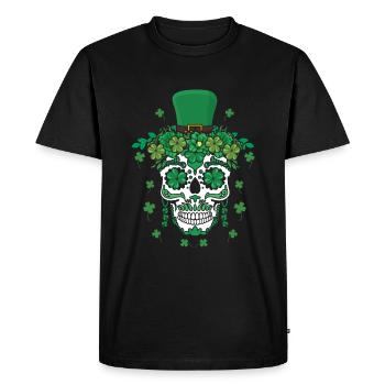 Dia De Los Muertos St Patty's Day Irish Flower - Men's Premium Organic T-Shirt - black - Front - Nico (187cm)