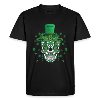 El Dia De Los Muertos St Patty's Day Irish Flower - Men's Premium Organic T-Shirt - black - Front - Nico (187cm)