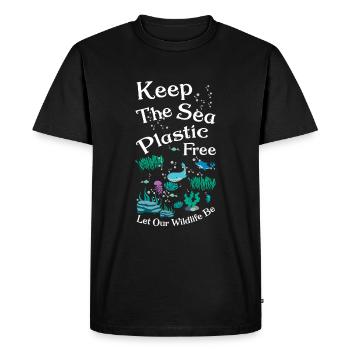 Save Seas Save Nature Oceans Day Earth Day - Men's Premium Organic T-Shirt - black - Front - Nico (187cm)