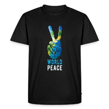 Peace Globe Save Nature Oceans Day Earth Day - Men's Premium Organic T-Shirt - black - Front - Nico (187cm)
