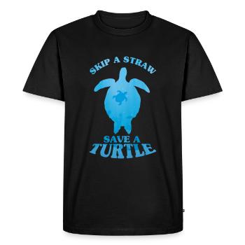 Save Turtle Clean Save Nature Oceans Day Earth Day - Men's Premium Organic T-Shirt - black - Front - Nico (187cm)