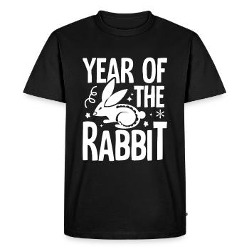 L’année du lapin - T-shirt Premium bio Homme - noir - Devant - Nico (187cm)