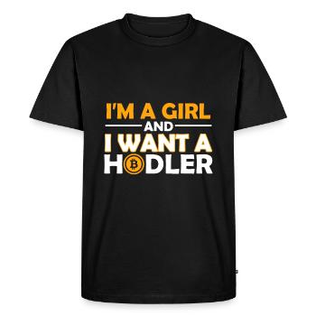 I'm a girl and I want a Hodler - Men's Premium Organic T-Shirt - black - Front - Nico (187cm)