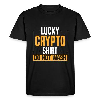 Do not wash Lucky Crypto Shirt - Men's Premium Organic T-Shirt - black - Front - Nico (187cm)
