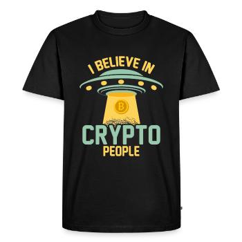 I believe in the crypto people - Men's Premium Organic T-Shirt - black - Front - Nico (187cm)